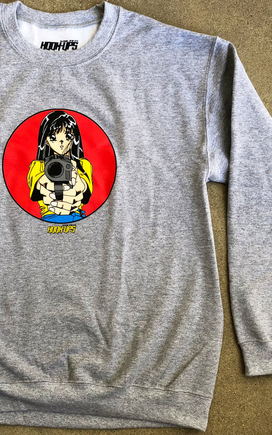 Barrel of a Gun Crew Sweatshirt - GREY