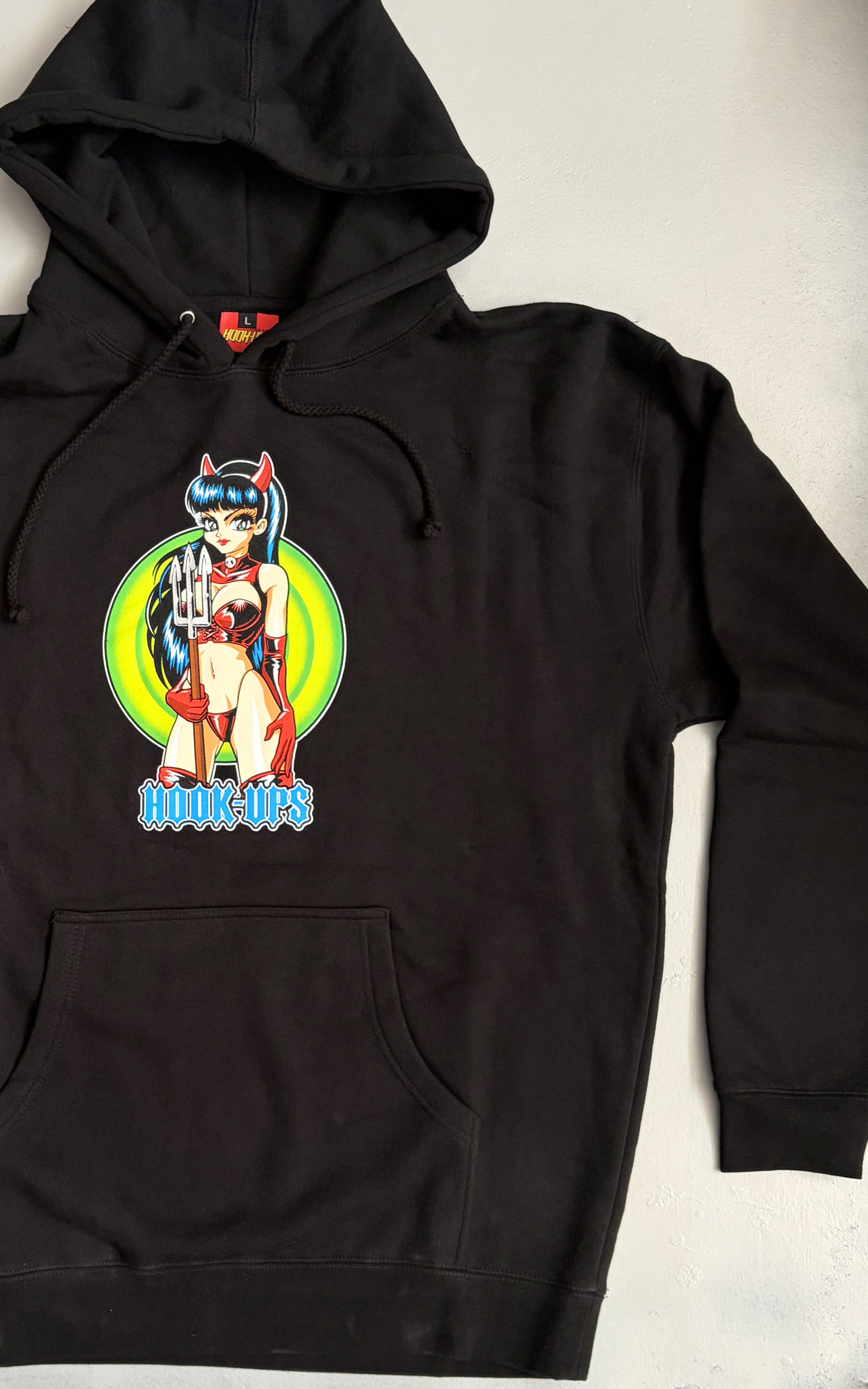 葱*一様 ラフアンドスウェル　Devil Busters Hoodie ジャケッ Devil Girl Hooded HEAVYWEIGHT SWEATSHIRT - BLACK – hookups