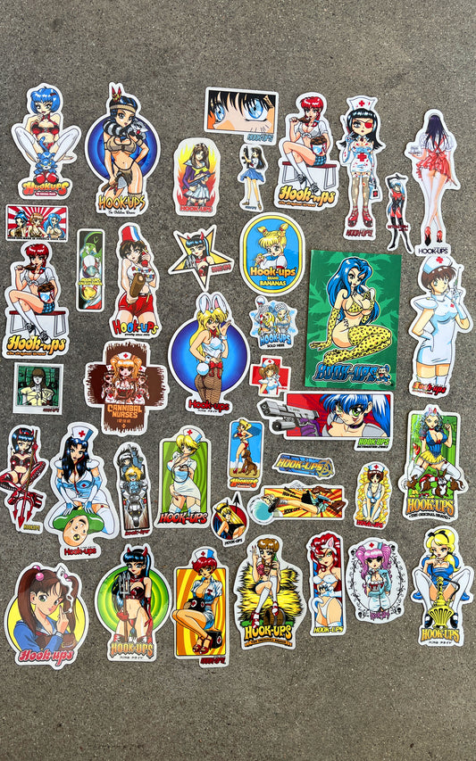 hook-ups vintage stickers mega 40 pack