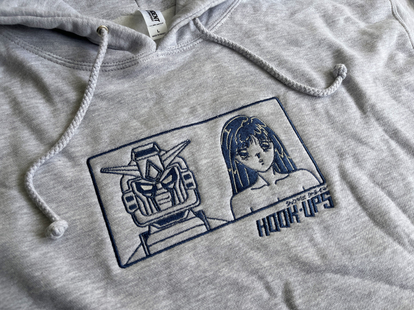 Robot + Girl HEAVYWEIGHT HOODED SWEATSHIRT - HEATHER GREY