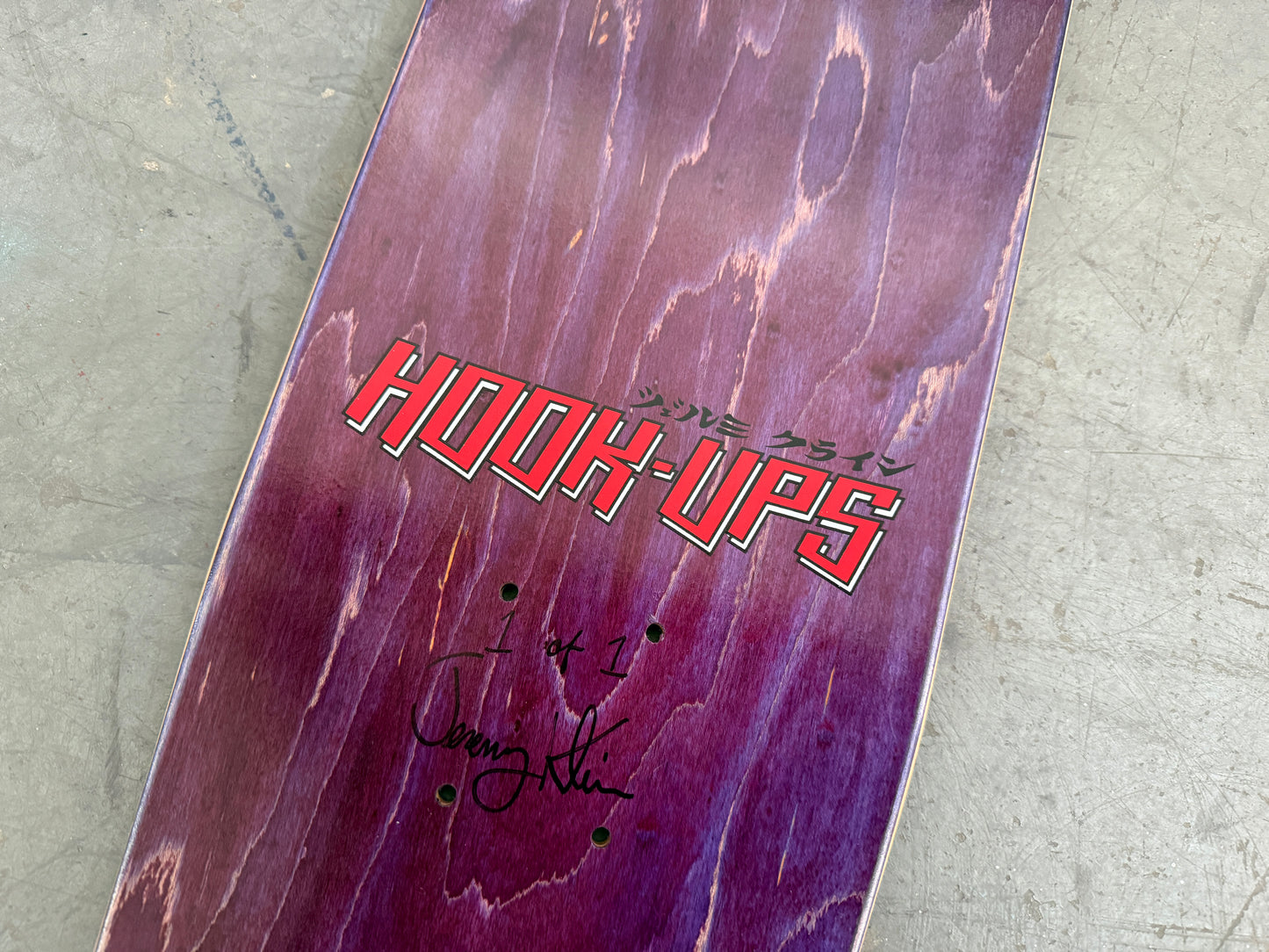 SIGNED Iria Hunter ANODIZED PURPLE 7.5 X 31 HAND SCREENED 1 OF 1