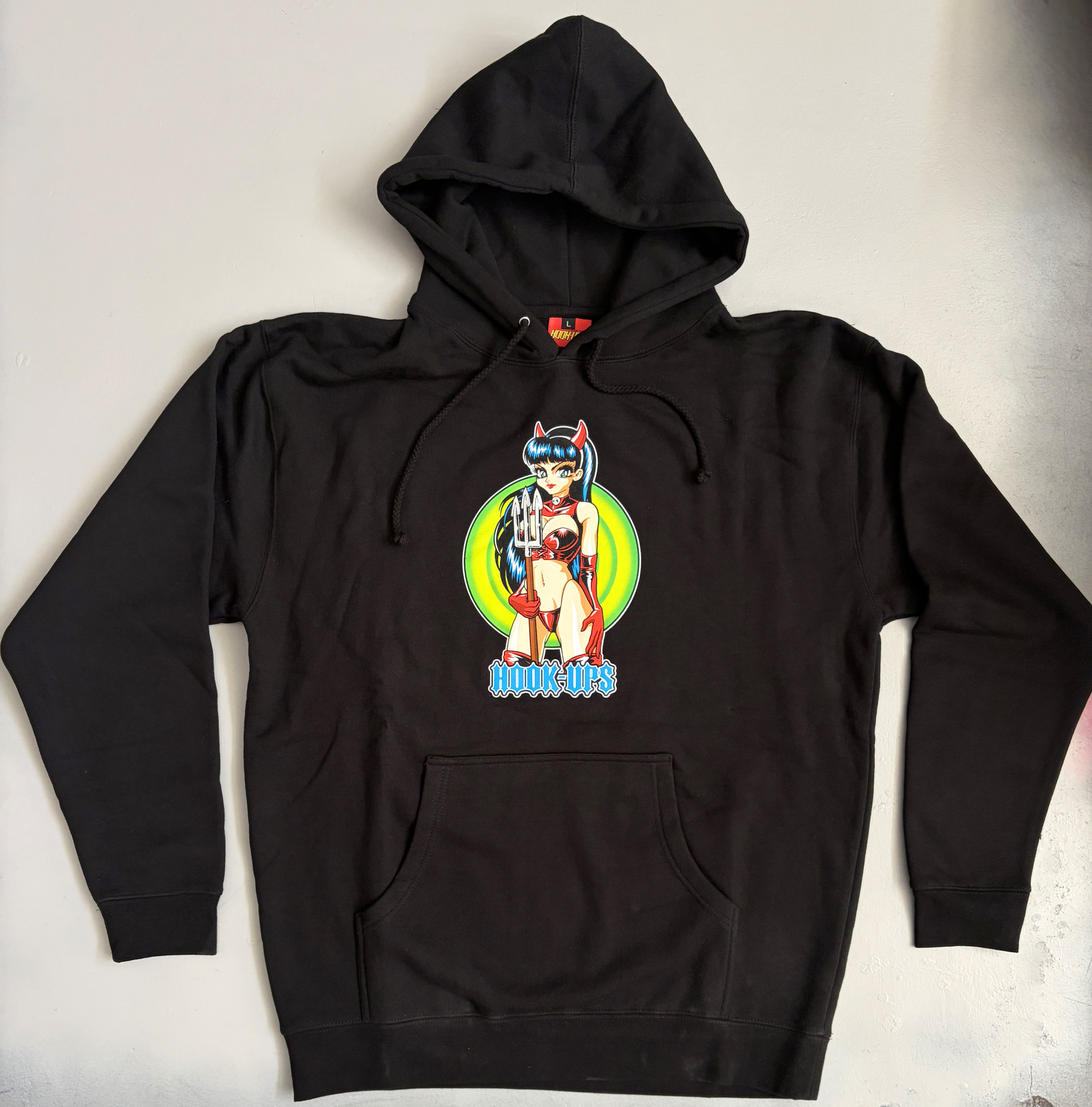 葱*一様 ラフアンドスウェル　Devil Busters Hoodie ジャケッ Devil Girl Hooded HEAVYWEIGHT SWEATSHIRT - BLACK – hookups