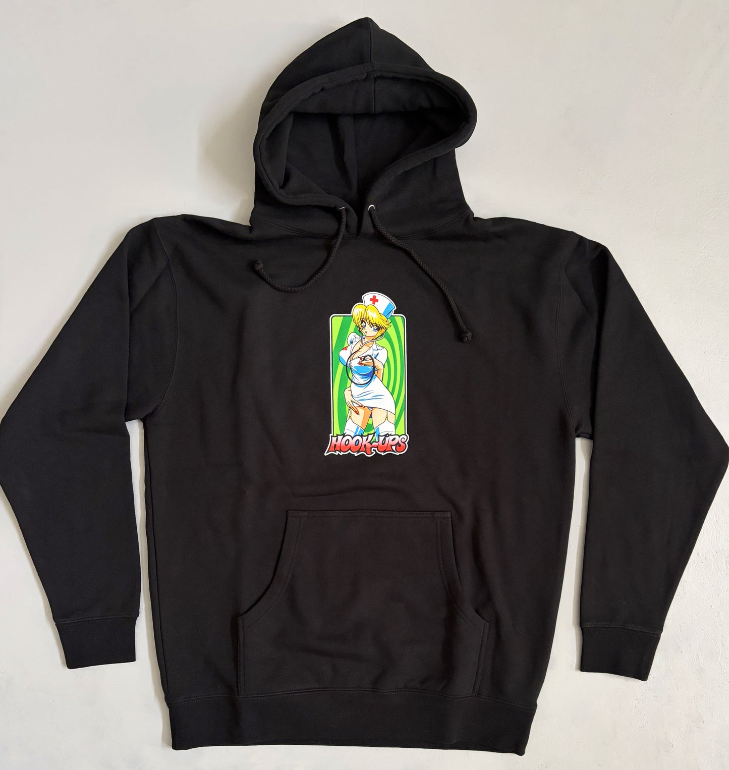 Nurse Girl Nikki HEAVYWEIGHT HOODED SWEATSHIRT - BLACK